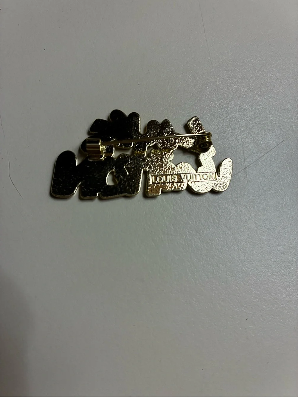 Luxury stamped LV Black Enamel Logo Brooch